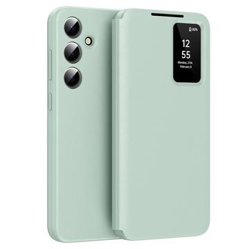 Custodia Flip Samsung Galaxy S24 FE Smart Clear View con slot per schede - Verde chiaro