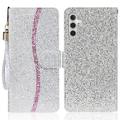 Samsung Galaxy S24 FE Custodia a portafoglio con glitter - Argento