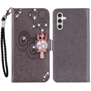 Samsung Galaxy S24 Custodia portafoglio con strass gufo