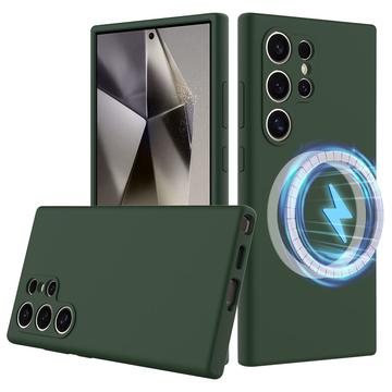Custodia in silicone liquido per Samsung Galaxy S24 Ultra - compatibile con MagSafe - Verde Scuro