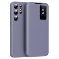 Custodia Samsung Galaxy S24 Ultra Smart Clear View con slot per schede - Grigio Viola