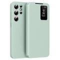 Custodia Flip Samsung Galaxy S24 Ultra Smart Clear View con slot per schede - Verde chiaro