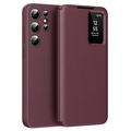 Custodia Samsung Galaxy S24 Ultra Smart Clear View con slot per schede - Rosso vino