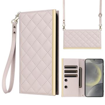 Custodia a portafoglio trapuntata lusso per Samsung Galaxy S24+ - Beige