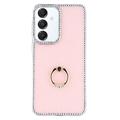Custodia ibrida Samsung Galaxy S25/S24 CrystalGlow con supporto per anello - Rosa