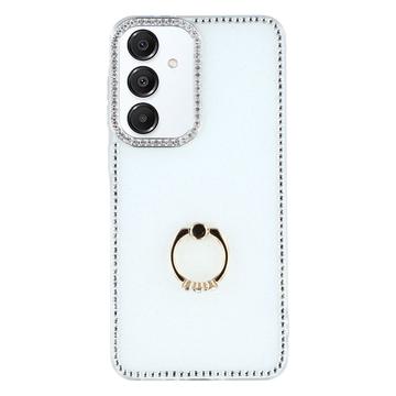 Custodia ibrida Samsung Galaxy S25/S24 CrystalGlow con supporto per anello - Bianca