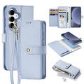 Custodia in pelle a portafoglio con copertura magnetica Dux Ducis Lawa per Samsung Galaxy S25 - Baby Blue