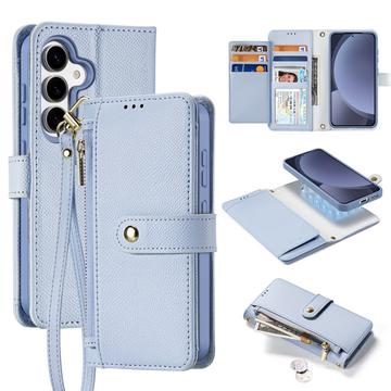 Custodia in pelle a portafoglio con copertura magnetica Dux Ducis Lawa per Samsung Galaxy S25 - Baby Blue