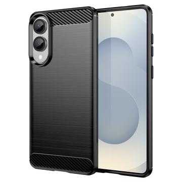 Custodia in TPU spazzolato per Samsung Galaxy S25 Edge - Fibra di Carbonio - Nera