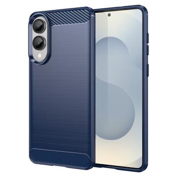 Custodia in TPU Spazzolato per Samsung Galaxy S25 Edge - Fibra di Carbonio - Blu