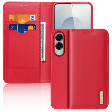 Custodia in Pelle a Portafoglio Dux Ducis Hivo per Samsung Galaxy S25 Edge - Rossa