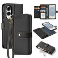 Custodia in pelle a portafoglio con copertura magnetica Dux Ducis Lawa per Samsung Galaxy S25 Edge - Nera
