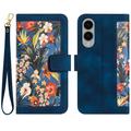 Samsung Galaxy S25 Edge Custodia a portafoglio floreale con slot per carte - Blu scuro