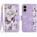 Samsung Galaxy S25 Edge Custodia a portafoglio floreale con slot per carte - Viola chiaro