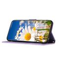 Samsung Galaxy S25 Edge Custodia a portafoglio floreale con slot per carte - Viola chiaro