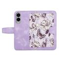 Samsung Galaxy S25 Edge Custodia a portafoglio floreale con slot per carte - Viola chiaro