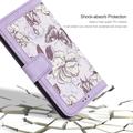 Samsung Galaxy S25 Edge Custodia a portafoglio floreale con slot per carte - Viola chiaro