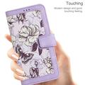 Samsung Galaxy S25 Edge Custodia a portafoglio floreale con slot per carte - Viola chiaro