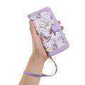 Samsung Galaxy S25 Edge Custodia a portafoglio floreale con slot per carte - Viola chiaro