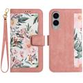 Samsung Galaxy S25 Edge Custodia a portafoglio floreale con slot per carte - Rosa
