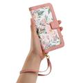 Samsung Galaxy S25 Edge Custodia a portafoglio floreale con slot per carte - Rosa