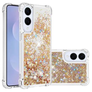 Custodia in TPU Samsung Galaxy S25 Edge Glitter Quicksand - Cuori d\'oro