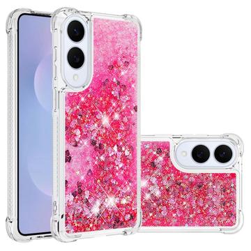 Custodia in TPU Samsung Galaxy S25 Edge Glitter Quicksand - Cuori rosa