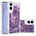 Custodia in TPU Samsung Galaxy S25 Edge Glitter Quicksand - Cuori viola