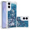 Custodia in TPU Samsung Galaxy S25 Edge Glitter Quicksand - Cuori blu