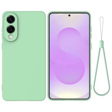 Custodia in silicone liquido con cinghia a mano per Samsung Galaxy S25 Edge - Verde