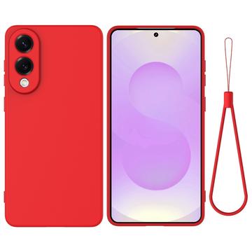Custodia in silicone liquido con cinghia a mano per Samsung Galaxy S25 Edge - Rossa