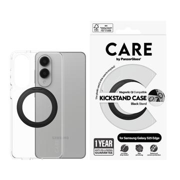 Custodia per Samsung Galaxy S25 Edge PanzerGlass Care Kickstand - Compatibile con MagSafe - Chiaro / Nero
