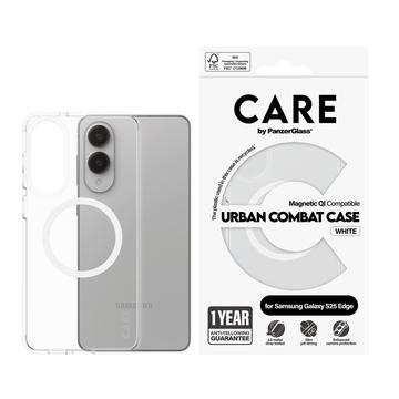 Custodia per Samsung Galaxy S25 Edge PanzerGlass Care Urban Combat - Compatibile con MagSafe - Bianca / Trasparente