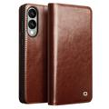 Custodia in pelle a portafoglio Samsung Galaxy S25 Edge Qialino Classic - Marrone Scuro