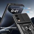 Custodia ibrida con anello rotante e protezione per fotocamera per Samsung Galaxy S25 Edge - Nera