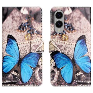Custodia a Portafoglio Serie Style per Samsung Galaxy S25 Edge - Sininen Perhoset