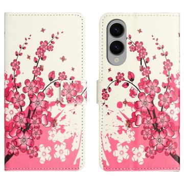 Custodia a Portafoglio Serie Style per Samsung Galaxy S25 Edge - Fiori Rosa