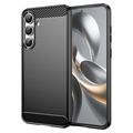 Custodia in TPU spazzolato per Samsung Galaxy S25 FE - Fibra di Carbonio - Nera