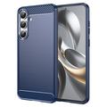 Custodia in TPU spazzolato per Samsung Galaxy S25 FE - Fibra di Carbonio - Blu