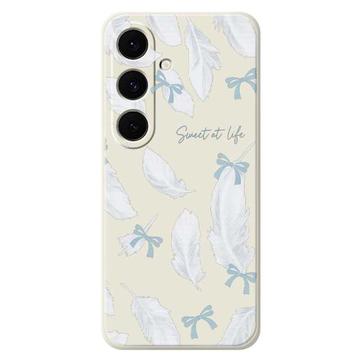 Samsung Galaxy S25 FE Custodia in TPU con motivo a piuma - Beige