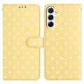 Custodia a portafoglio per Samsung Galaxy S25 FE con motivo a pois - Gialla