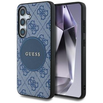 Custodia Samsung Galaxy S25 Guess 4G Round Patch Classic Logo - Compatibile con MagSafe - Blu