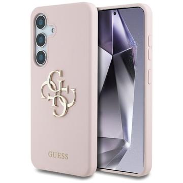 Custodia in silicone Samsung Galaxy S25 Guess Big 4G Logo Bottom Script - Rosa