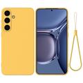 Custodia in silicone liquido con cinghia a mano per Samsung Galaxy S25 - Gialla