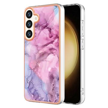 Custodia in TPU IMD Electroplated Marble Pattern per Samsung Galaxy S25 - Blu / Rosa