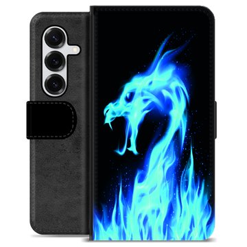 Samsung Galaxy S25+ Custodia Portafoglio - Drago di Fuoco Blu