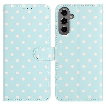 Custodia a portafoglio per Samsung Galaxy S25 con motivo a pois - Blu