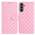 Custodia a portafoglio per Samsung Galaxy S25 con motivo a pois - Rosa