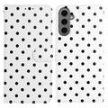 Custodia a portafoglio per Samsung Galaxy S25 con motivo a pois - Bianca