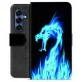 Samsung Galaxy S25 Custodia Portafoglio - Drago di Fuoco Blu